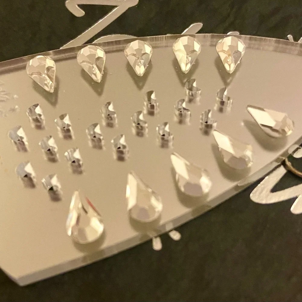 Tatty DeViNe acrylic ironing earrings mirrored sparkly earrings NEW in box iron